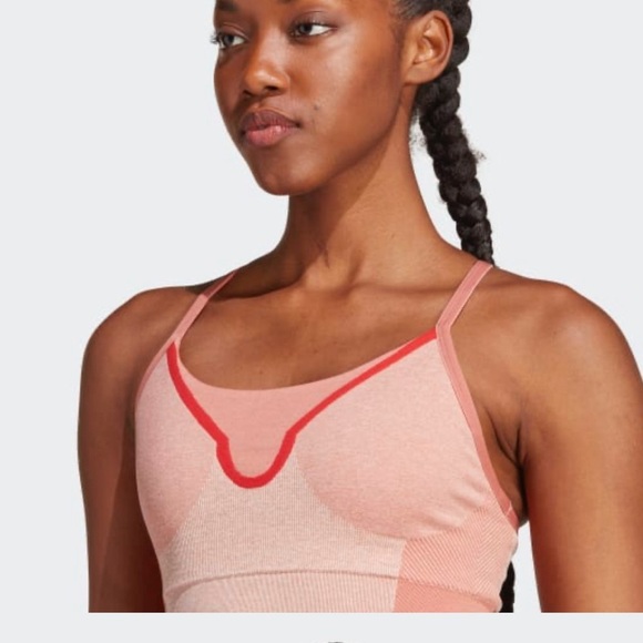 Adidas x Stella McCartney medium sports bra NWT orange burnt cayenne magic earth - Picture 1 of 5